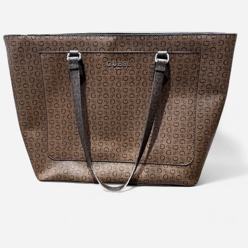 GUESS Brown Logo Tote Bag